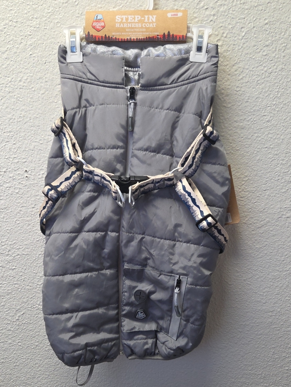 Arcadia Trail Gray Quilted Step-In Puffer with Built-In Harness